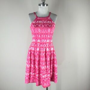 Calvin Klein Pink, Coral Scuba Fit & Flare Dress